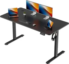 1600黒 昇降デスク 電動 昇降式デスク 幅160*奥行60*高73-118cm スタンディングデスク 上下昇降デスク 高さメモリー機能 静音 収納フック付き パソコンデスク ゲーミングデスク オフィスデスク モニターアーム対応可能