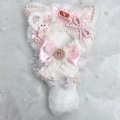 10cm ちびぐるみ ぬい服 にじぱぺっと ピンクネコちゃん しっぽ付き 35