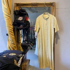 57 +2 ワンピース シャツ ロング 半袖 総柄 ストライプ　お呼ばれ　デート　オフィスカジュアル　食事会