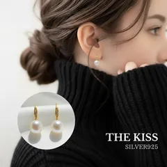 【新作】揺れない、だから美しい。固定フックのバロックパールピアス「The Kiss」 Silver925/K18gp　HP055