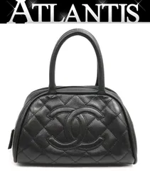 シャネル CHANEL マトラッセ ミニボストンバッグ ハンドバッグ キャビアスキン 黒 SV金具 11番台 【72370】