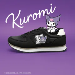 【クロミ】サンリオキャラクターズ　1503　ブラック　 ワッペンレトロスニーカー　22.5～25.5cm 【正規ライセンス商品】のサムネイル