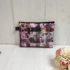 アーカイブギンガム紫　総柄　ティッシュポーチ　ラミネート　小物入れ