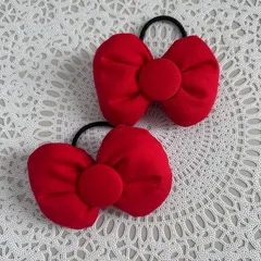 ハンドメイド リボン型　赤　レッド　ヘアゴム　2個セット