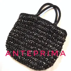 【希少】ANTEPRIMA アンテプリマ ハンドバッグ 黒 リボン編み込み ポケット多