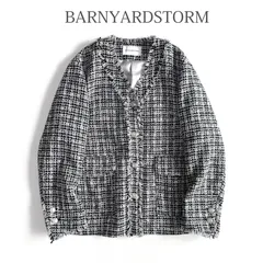 BARNYARDSTORM バンヤードストーム ツイード Vネック ジャケット 0 ブラック×ホワイト