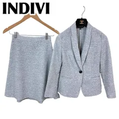 【美品】INDIVI セットアップ スカートスーツ ライトグレー 5