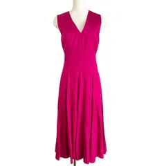 CH Carolina Herrera キャロリーナヘレラ ワンピース ノースリーブ 美ライン  ピンク Vネック サイズ0 ドレス フォーマル