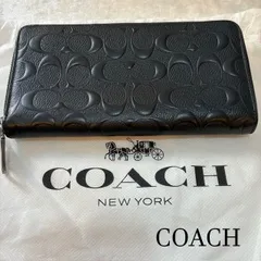 コーチ　COACH　クロスグレインレザー　シグネチャーロゴ型押し　アコーディオンジップウォレット　長財布　ブラック  公式アウトレット　F58113