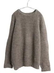 【お得なクーポン配布中!】 90s イギリス製 ランズエンド ニット セーター メンズ L / オールド ウール リブ編み 長袖ニット ミドルゲージ クルーネック 無地 シンプル