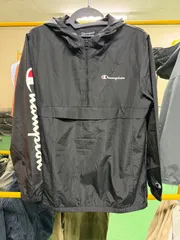 USED チャンピオン パッカブルジャケット ナイロンジャケット マウンテンパーカー ウィンドブレーカー ハーフジップ 黒 ブラック Champion PACKABLE JACKET