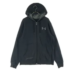 UNDER ARMOUR アンダーアーマー 裏起毛 ワンポイントロゴ 長袖 ジップパーカー LG ブラック メンズ 古着