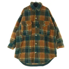 CUBE SUGAR キューブシュガー チェック柄 長袖 ボアジャケット M オレンジ系 メンズ 古着