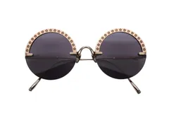 MASUNAGA 増永眼鏡 BOTAN ボタン ラウンドサングラス アイウェア サイズ56◻︎23-140 ゴールド 22FW 美品 中古 4b008548