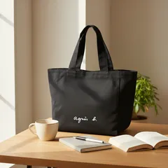agnes b. VOYAGE トートバッグ ブラック キャンバス A4可 ブラック　黒