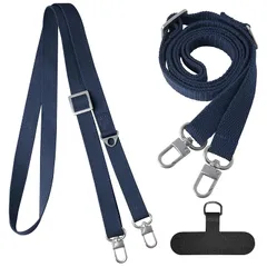 [Shirizu] スマホショルダー 斜めがけ首掛け肩掛け 綿素材 ショルダーストラップ 携帯ストラップ 幅2cm スマホストラップ 長さ調節可能 Strap ストラップ 1本+タグパッチ1枚入り ネックストラップ ショルダー 落下防止 外出が身軽に(Eネ 1