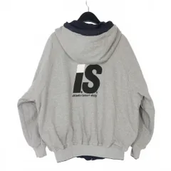 イッセイミヤケ ISSEY MIYAKE I.S イッセイスポーツ 80s バックロゴ プリント リバーシブル フーデッドジャケット ブルゾン M グレー 紺 ネイビーのサムネイル