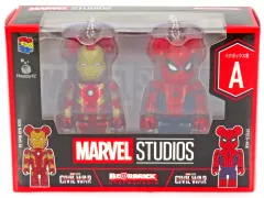 【中古】トレーディングフィギュア BE＠RBRICK-ベアブリック- 100% 2体セット(ボールチェーン付き) A.アイアンマン マーク46＆スパイダーマン 「Happyくじ BE＠RBRICK MARVEL STUDIOS」 ペアボックス賞