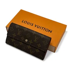 【極美品】箱付き 正規品 ルイヴィトン ポルトフォイユサラ 2つ折り長財布 モノグラム MI2048 LOUIS VUITTON フラップ フランス製 ゴールド金具 ブラウン カード入れ10枚 M61734 男性用 女性用 メンズ レディース PVC レザー