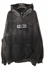 シュプリーム SUPREME × MM6 MAISON MARGIELA 24SS FOIL BOX LOGO HOODED SWEATSHIRT XL メゾン マルジェラ フォイル ボックス ロゴ スウェット パーカー ブラック 黒 ☆AA★250406