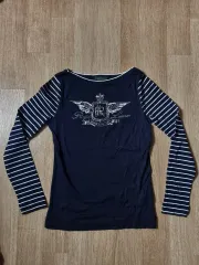 (新品)ラルフローレン レディース ボーダー柄 ネイビー 綿100％ 長袖Tシャツ Sサイズ