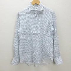 G■ビームス/BEAMS HEART 長袖リネンシャツ/ペイズリー柄【M】白紺/men's/95【中古】■