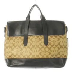 コーチ COACH ブリーフケース 書類かばん ハンドバッグ PVC レザー 革 シグネチャー 茶 ブラウン F76835 /CK11 ■GY18のサムネイル