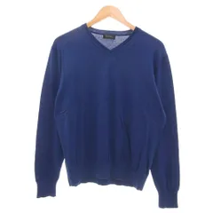 バーニーズニューヨーク BARNEYS NEW YORK ニット セーター 長袖 Vネック 薄手 L 青 /UOのサムネイル