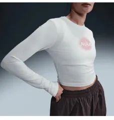 ナイキ ニット ロング スリーブ クロップド トップス Tシャツ サミット 白 ピンク M サイズ 新品