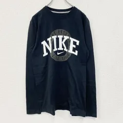【3点以上まとめ買いで20%OFF】古着 used　NIKE　ナイキ　長袖プリントTシャツ　ロンT　ビッグロゴ　スウッシュマーク　黒　ブラック　クルーネック　Mサイズ