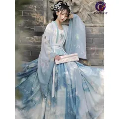 レディース大きい裾チャイナワンピース美品中華唐装漢服　ブラウス　スカート　羽織3点/4点セット漢服　中華古風舞台ステージ衣装 ハロウィ