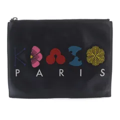 ケンゾー KENZO クラッチバッグ パーティバッグ レザー ロゴ 黒 ブラック /RO ●Dのサムネイル