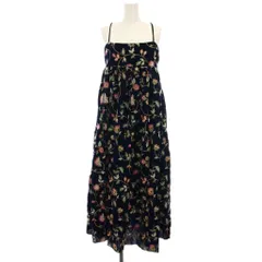 スローブ イエナ SLOBE IENA  23AW ベルベットエンブロイダリー キャミOP ワンピース ロング ベロア 花柄 刺繍 F 紺 ネイビー マルチカラー 23040912403030 /YM