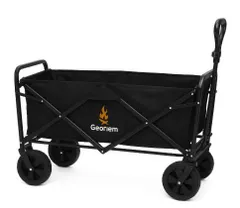 【セール中】Georiem キャリーワゴン 新品 キャンプ アウトドア 折り畳みコンパクト 大容量 ブラック 003