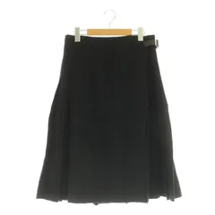 マーガレットハウエル MHL. プリーツラップスカート ロング チェック ウール フリンジ 1 ブラック /MY ■OS