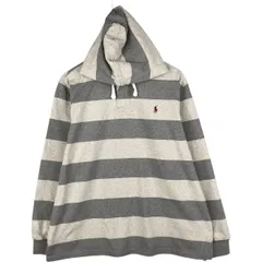 古着 ラルフローレン Ralph Lauren POLO by Ralph Lauren CUSTOM FIT ボーダー柄 フード付き 長袖 ラガーシャツ メンズXL相当/eaa595000