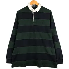 古着 ラルフローレン Ralph Lauren POLO by Ralph Lauren ボーダー柄 長袖 ラガーシャツ メンズL相当/eaa590765
