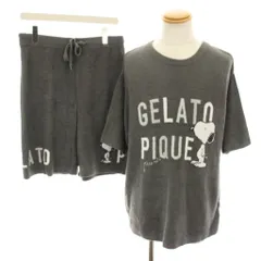 ジェラートピケオム GELATO PIQUE HOMME ピーナッツ PEANUTS ルームウェア スヌーピー Snoopy ロゴJQDプルオーバー Tシャツ クルーネック 半袖 ショートパンツ イージーパンツ M ダークグレー /YT