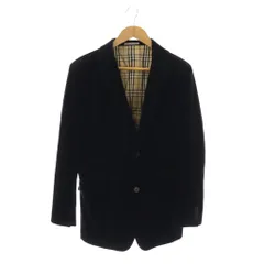 バーバリーブラックレーベル BURBERRY BLACK LABEL テーラードジャケット ベロア ノバチェック L ブラック /DO ■GY53