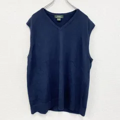 【3点以上まとめ買いで20%OFF】古着　used　Eddie Bauer　エディーバウアー　コットンニットベスト　ノースリーブ　無地　紺　ネイビー　Lサイズ