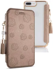 iPhone SE / SE3 スマホケース   手帳型   花柄 　ブラウン　管理104