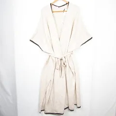 マジェスティックレゴン MAJESTIC LEGON ニット カーディガン ガウン ロング丈 ベルト付き ストレッチ F ライトベージュ ライン kz9405