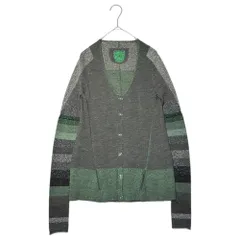 MARITHE FRANCOIS GIRBAUD(マリテフランソワジルボー) 00's Switch-Up Lame Knit Cardigan 切替 ラメ ニット カーディガン F7-8293 S グレー×グリーン Y2K