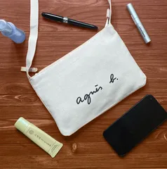 agnes b. アニエスベー キャンバスミニショルダーバッグ ホワイト 白 サコッシュ 新品