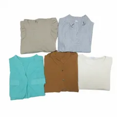 グリーンレーベルリラクシング ユナイテッドアローズ green label relaxing シンプリシテェ 他 トップス 5点セット おまとめ ブラウス シャツ カットソー ノースリブ 半袖 5分袖 無地 ストライプ 茶 緑 白 黒 ベージュ X