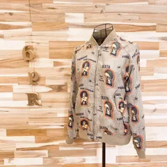 【ヒステリックグラマー】ガール スカル スパイダー ジャケット 総柄 S カーキ 蜘蛛 ブルゾン ジップアップ ベージュ クモ