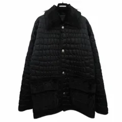ヴェルサーチ ヴェルサーチェ VERSACE Croc-Effect Quilted Blouson Jacket キルティングジャケット ブルゾン 羊革 レザー 切替 ロゴパッチ 48 黒 ブラック 1012542 ☆AA★のサムネイル