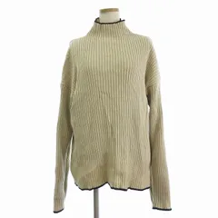 フリークスストア FREAKS STORE 美品 24AW 配色ラインリブニットハイネックプルオーバー セーター 長袖 F ベージュ ■FF