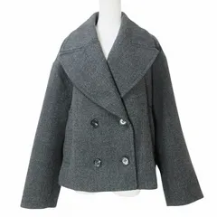 ザラ ZARA ダブルブレストコート Pコート ピーコート ショート L 175/96A グレー X