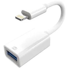 iPhone USB 変換アダプタ Lightning usbカメラアダプタOTGケーブル データ双方向伝送 高速転送 設定不要 写真/動画/キーボード/マイク/マウス/USB周辺機器に対応